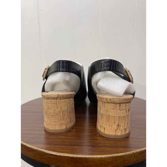 Charles By Charles David Cannon Womens Sandals 10 Black Block Heel Almond Toe - Picture 4 of 11